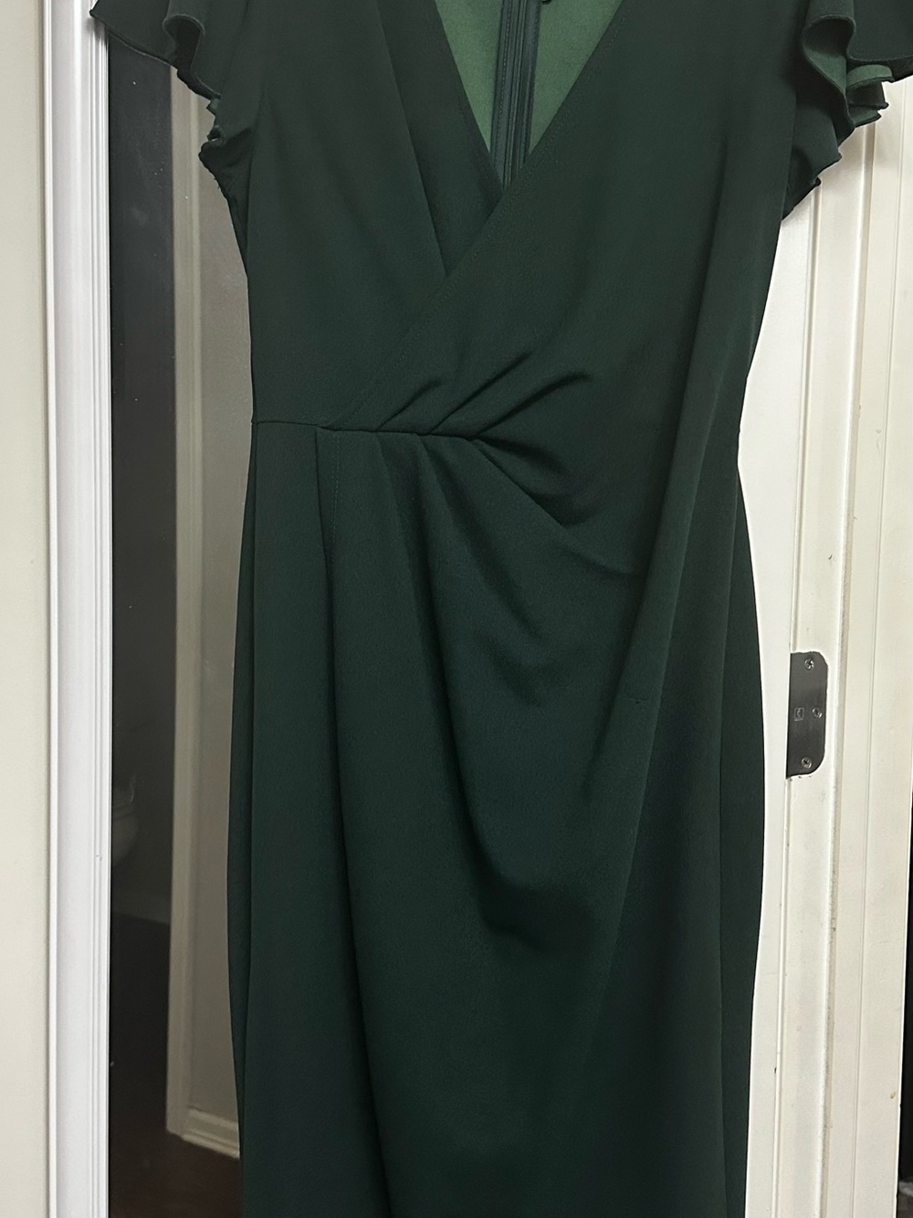 Elegant Dark Green Wrap-Front Women's Dress
